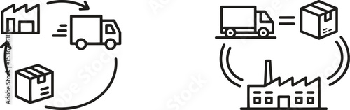 Supply Chain Line Icons. Logistics, Delivery, Inventory, Distribution Vector Illustration on White Background