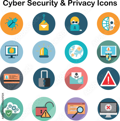 Digital privacy icons for mobile apps and cloud security