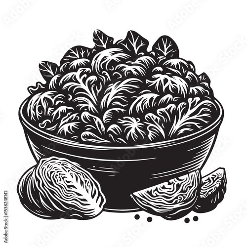Black Coleslaw Silhouette Vector, High Quality Illustration on White Background