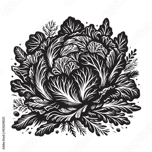 Black Coleslaw Silhouette Vector, High Quality Illustration on White Background