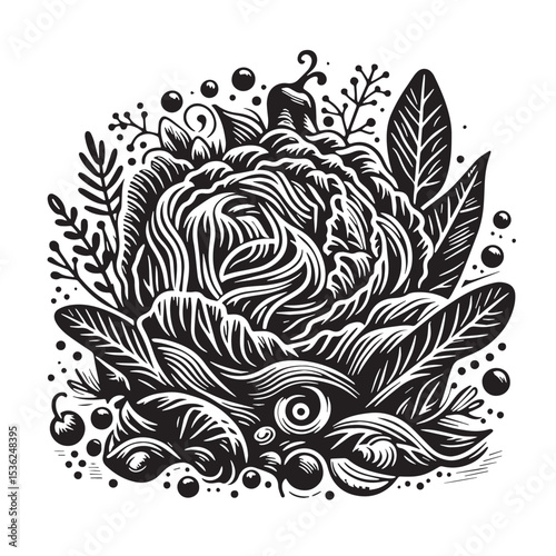 Black Coleslaw Silhouette Vector, High Quality Illustration on White Background