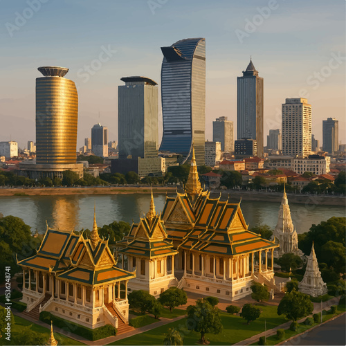 Imagination if-Phnom Penh skyline by Royal Palce and remarkable buildings