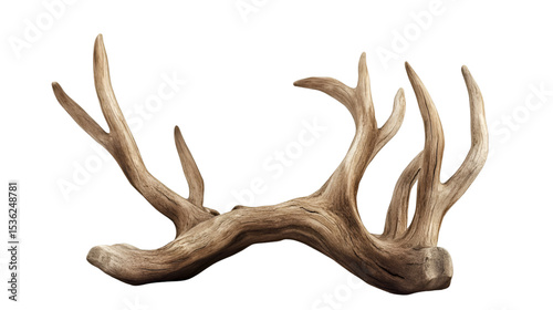 Shed Antler Majestic Wildlife Trophy, Isolated on Black Background