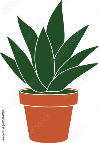 Illustration of aloe vera plant in pot for indoor plants home decor and gardening vector design concept editable stock vector illustration