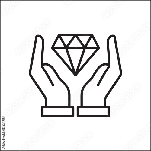 Two hand earn diamond icon. Achievement and win icon. Icon symbol of win, victory, award, prize, level. Vector illustration.