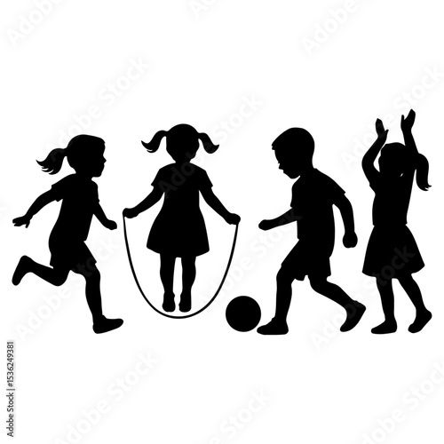 silhouettes of children playing