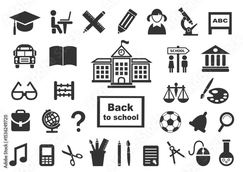 School and Education Icons. Vector illustration