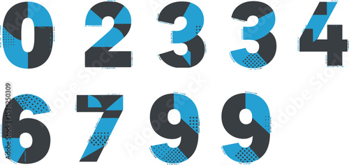 Number set design vector illustration for graphic design and creative design projects and typography work editable stock vector illustration