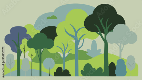 Artwork of Tranquil Forest Scene