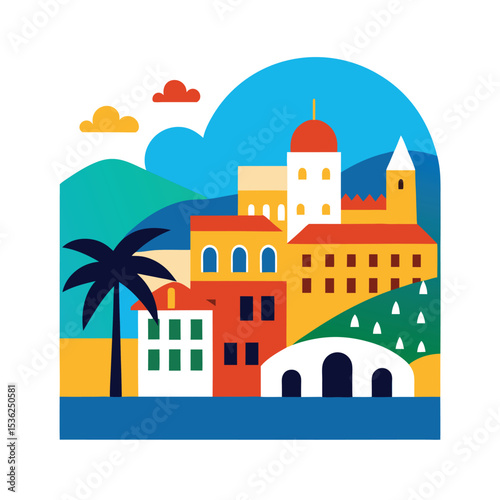 Nice France Coastal Cityscape with Colorful Roofs