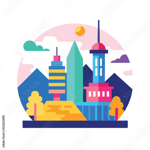 Seoul Skyline with Skyscrapers and Mountains