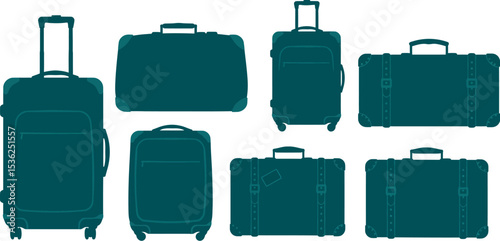 Collection of travel suitcases luggage baggage vector illustration for vacation and trip planning needs editable stock vector illustration