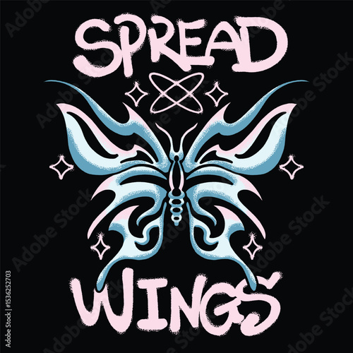 Butterfly Spread Wings for streetwear illustration