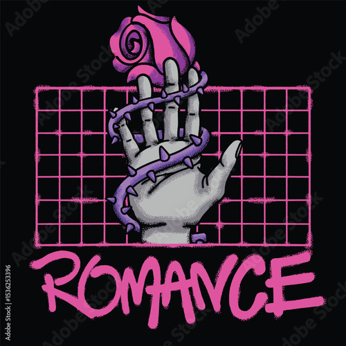 Hand with Rose for streetwear illustration