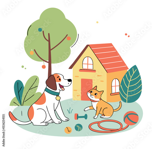 Whimsical Cat Sitting Vector Art on White Background

