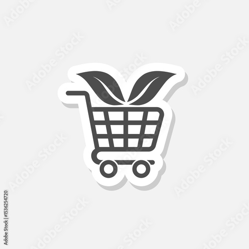 Eco shopping icon sticker isolated on gray background