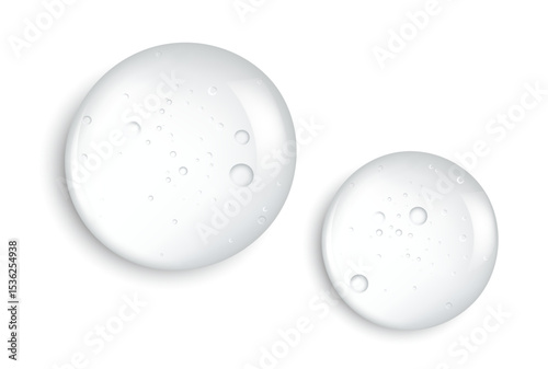 Transparent cosmetic beauty products drops and smears isolated on white background realistic vector illustration