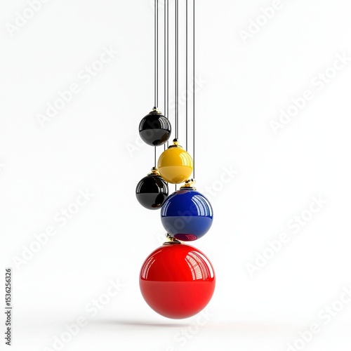 Colorful Glossy Sphere Pendant Lights Hanging Against White Background