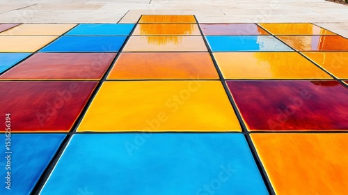 Colorful Glossy Square Tiles Geometric Pattern