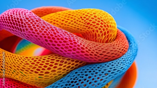 Colorful Interwoven Textile Loops Abstract Background