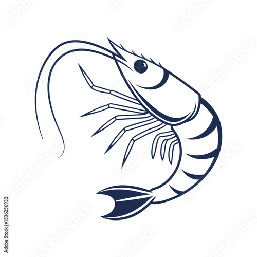 Shrimp icon flat on white background. Adobe Illustrator Artwork