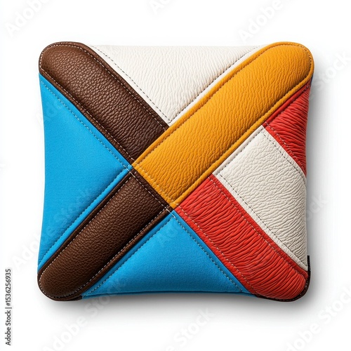 Colorful Patchwork Cushion with Geometric Design