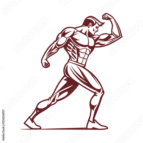 Bodybuilder bodybuilding muscle vector icon. Adobe Illustrator Artwork