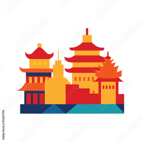 Vibrant Beijing Cityscape with Traditional Rooflines and Culture