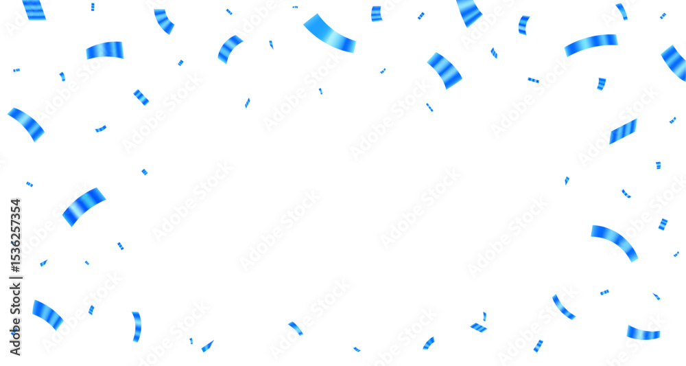 Obraz premium Blue metallic confetti falling isolated on white background, Celebration background with beautiful golden confetti vector illustration.