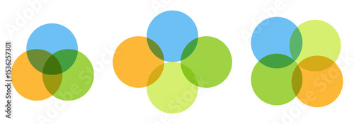 Venn infographic sections, template. Data chart with colorful circular elements.United business schema, area. 