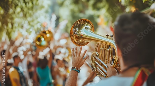 Wallpaper Mural A brass band performs outdoors in a crowd. Torontodigital.ca