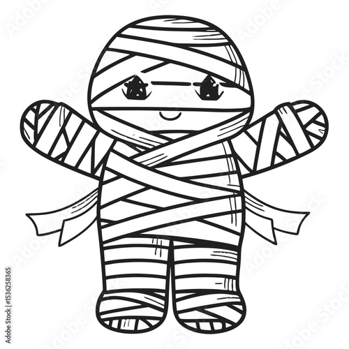 halloween Kawaii Rainbow Mummy Vector with Sparkly Cheeks Halloween Icon colorful halloween icon kawaii halloween vector cute mummy pastel horror character