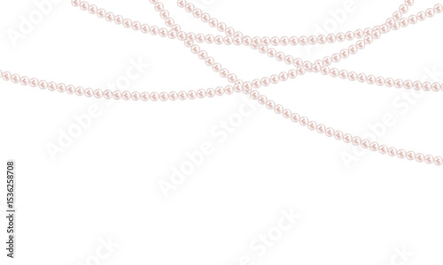 White pearl beads necklaces background, pearl string border for Wedding theme.