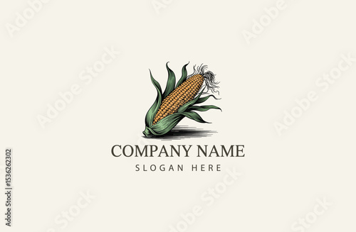 Vintage Style Corn Illustration Detailed Engraving of an Ear of Corn