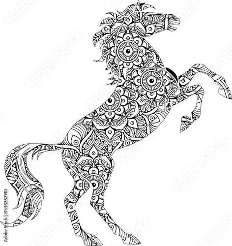 Intricate Mandala Horse A Majestic Zentangle Horse Illustration