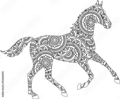 Intricate Mandala Horse A Coloring Page Featuring Ornate Horse Design