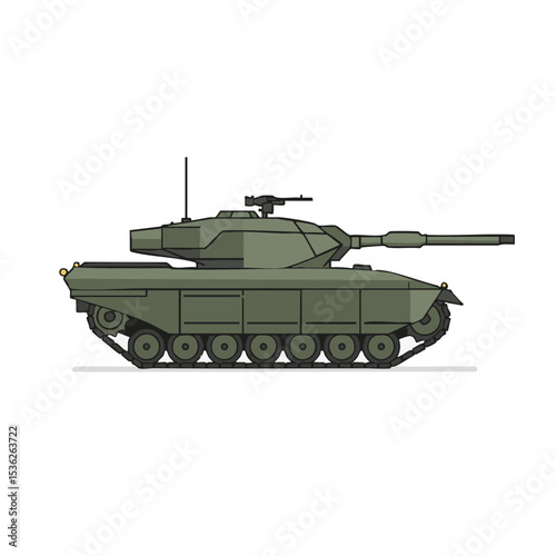 Modern Battle Tank Side View Flat Icon
