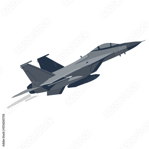  Fighter Jet in Flight Flat Vector Icon
