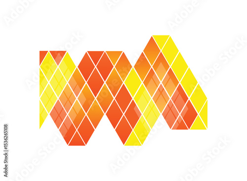 Geometric Diamond Wave Pattern in Orange and Yellow on White Background