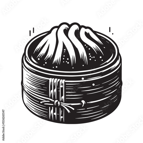 Black Dim Sum Silhouette Vector, High Quality Illustration on White Background