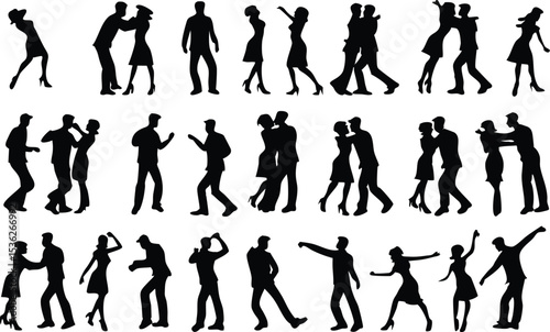 dancing couple silhouettes, elegant couple dancing, ballroom dancing silhouettes, tango dance partners, waltz dance poses, swing dance silhouettes, salsa dancing couple, social dance partners, choreog