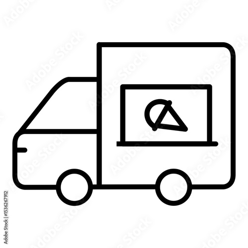 Ice cream Truck Icon Delivery Service, Mobile Cuisine, Street Food, Culinary Transportation, Restaurant on Wheels