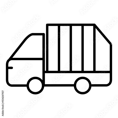 Garbage Truck Icon Waste Management Vehicle Line Art Illustration photo