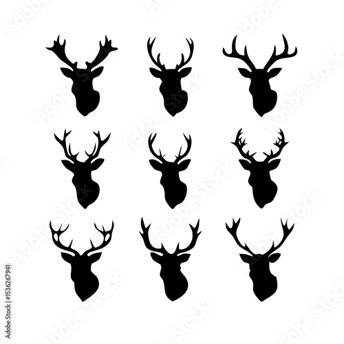 vector silhouettes of deer