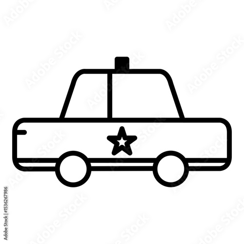 Police Car Icon Simple Line Drawing of a Police Cruiser