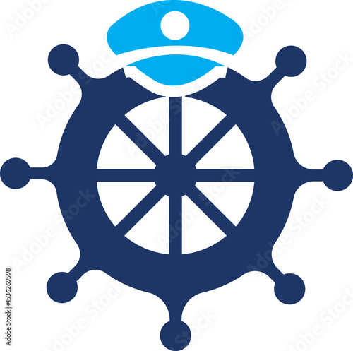 Ship wheel Logo design vector icon
