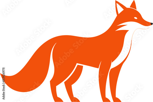 Red fox in flat style for print and design. Vector illustration.