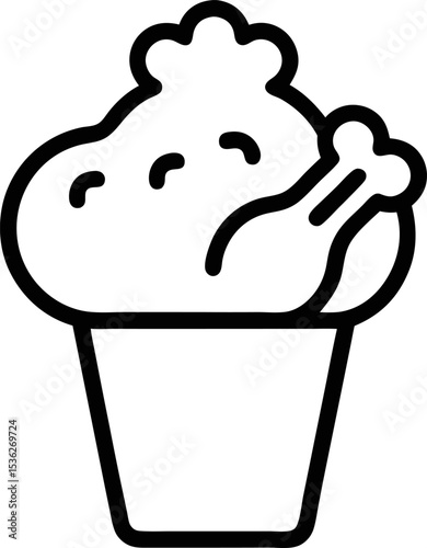 fried chicken vector illustration. chicken thigh vector.