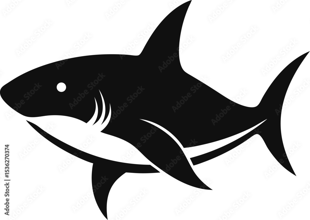 Fototapeta premium silhouette of a shark illustration