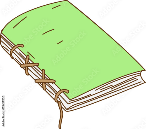 green softcover book vector illustration for planner, education, bullet journal, writing or school icon sets